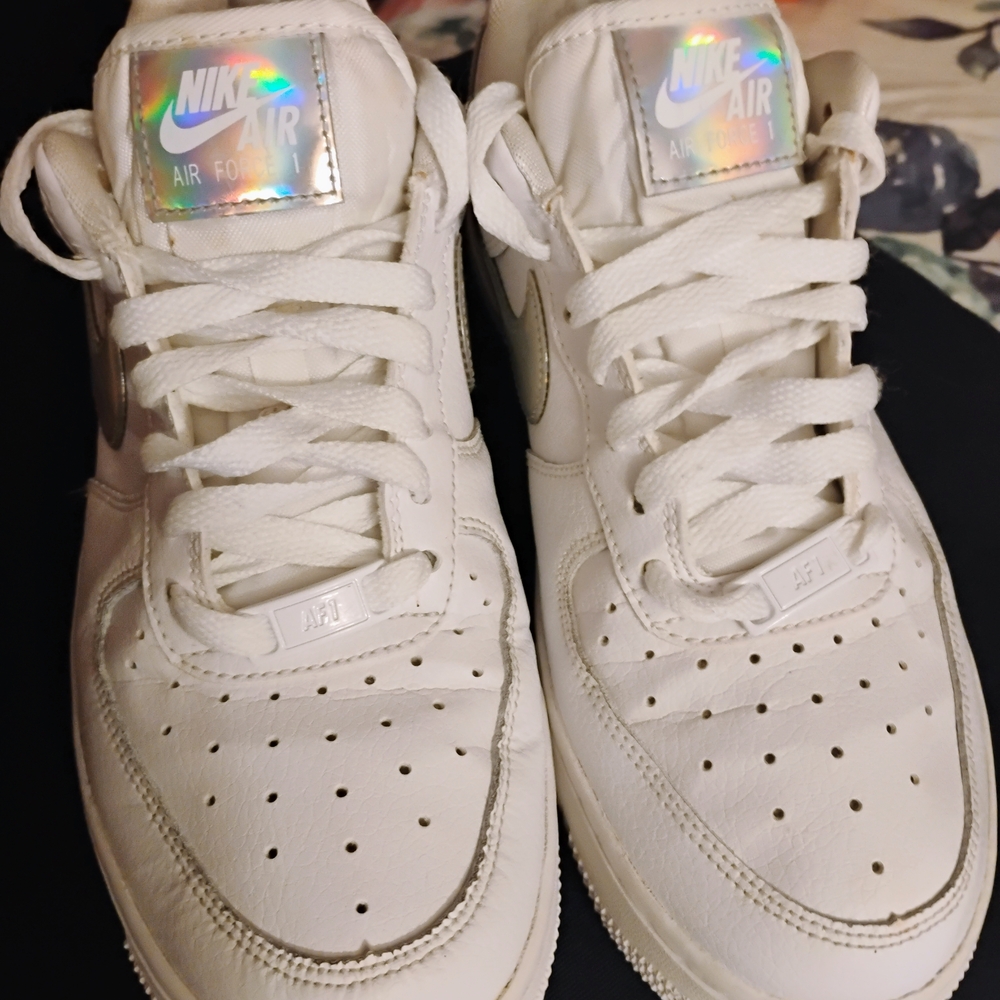 Women Nike Air Force 1 Iridescent White Sneakers